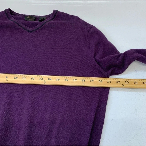 Jos A Bank Cotton Cashmere V Neck Sweater Men Medium Purple Long Sleeve Preppy - Picture 10 of 12